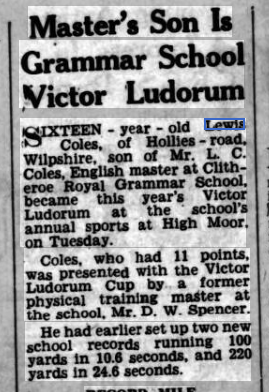 Lewis Coles - Clitheroe Advertiser and Times 15 July 1955.png