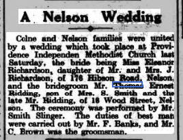 Thomas E Ridding & Eleanor Richardson - Nelson Leader 18 October 1935.png